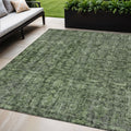 5 X 8 Artichoke Green And Black Damask Washable Indoor Outdoor Area Rug