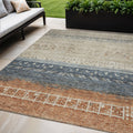 5 X 8 Brown Blue And Beige Southwestern Washable Indoor Outdoor Area Rug