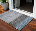 3 X 5 Blue Gray And Charcoal Southwestern Washable Indoor Outdoor Area Rug