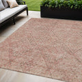 5 X 8 Pink And Brown Moroccan Washable Indoor Outdoor Area Rug