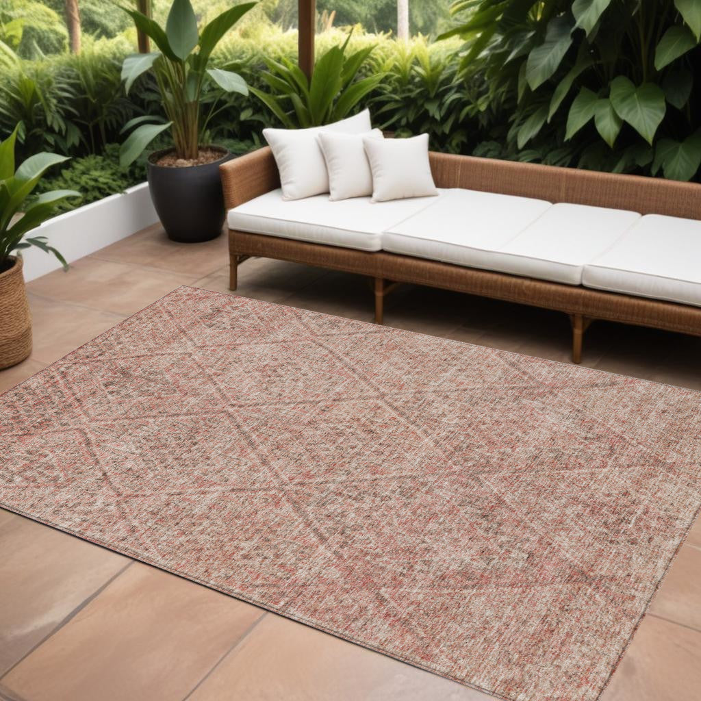 8 X 10 Pink And Brown Moroccan Washable Indoor Outdoor Area Rug