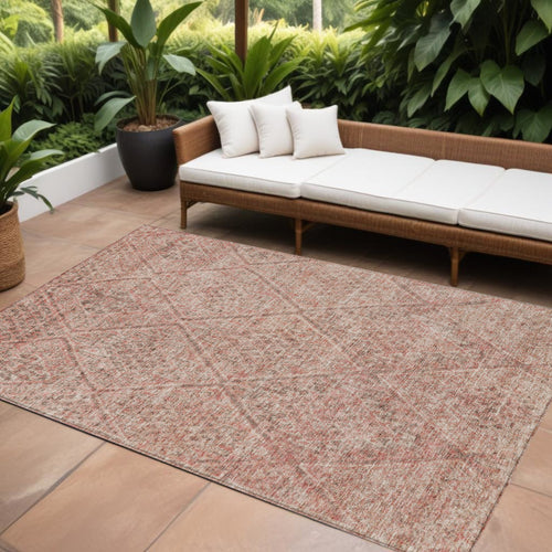 10 X 14 Pink And Brown Moroccan Washable Indoor Outdoor Area Rug