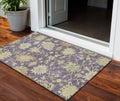 3 X 5 Eggplant Beige And Green Floral Washable Indoor Outdoor Area Rug