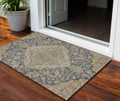 3 X 5 Charcoal Gray And Brown Oriental Washable Indoor Outdoor Area Rug