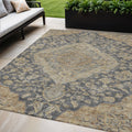 5 X 8 Charcoal Gray And Brown Oriental Washable Indoor Outdoor Area Rug