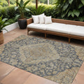 8 X 10 Charcoal Gray And Brown Oriental Washable Indoor Outdoor Area Rug