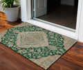 3 X 5 Emerald Beige And Brown Oriental Washable Indoor Outdoor Area Rug