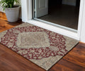 3 X 5 Red Beige And Brown Oriental Washable Indoor Outdoor Area Rug