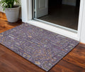 3 X 5 Eggplant Terra Cotta And Green Floral Washable Indoor Outdoor Area Rug