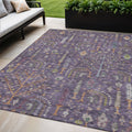 5 X 8 Eggplant Terra Cotta And Green Floral Washable Indoor Outdoor Area Rug