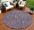 8 Eggplant Terra Cotta And Green Round Floral Washable Indoor Outdoor Area Rug