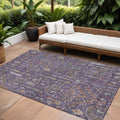 8 X 10 Eggplant Terra Cotta And Green Floral Washable Indoor Outdoor Area Rug