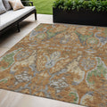 5 X 8 Copper Green And Beige Floral Washable Indoor Outdoor Area Rug