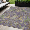 5 X 8 Purple Green And Brown Floral Washable Indoor Outdoor Area Rug
