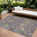 8 X 10 Purple Green And Brown Floral Washable Indoor Outdoor Area Rug