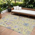 9 X 12 Yellow Lavender And Denim Blue Floral Washable Indoor Outdoor Area Rug
