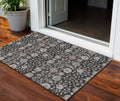 3 X 5 Black Brown And Beige Floral Washable Indoor Outdoor Area Rug