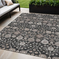 5 X 8 Black Brown And Beige Floral Washable Indoor Outdoor Area Rug