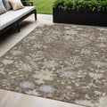 5 X 8 Brown Beige And Green Floral Washable Indoor Outdoor Area Rug