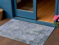 3 X 5 Blue And Dark Gray Abstract Washable Indoor Outdoor Area Rug