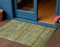 3 X 5 Olive Green And Brown Striped Washable Indoor Outdoor Area Rug