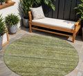 8 Olive Green And Brown Round Striped Washable Indoor Outdoor Area Rug