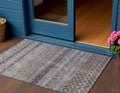 3 X 5 Brown Black And Brick Red Striped Washable Indoor Outdoor Area Rug