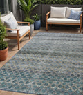 5 X 8 Teal Blue Light Blue And Gray Striped Washable Indoor Outdoor Area Rug
