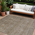 9 X 12 Brown And Tan Floral Washable Indoor Outdoor Area Rug