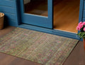 3 X 5 Artichoke Green And Hot Pink Floral Washable Indoor Outdoor Area Rug
