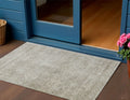 3 X 5 Linen And Gray Floral Washable Indoor Outdoor Area Rug