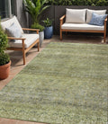 5 X 8 Artichoke Green Brown And Gray Striped Washable Indoor Outdoor Area Rug