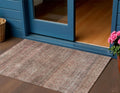 3 X 5 Coral And Black Striped Washable Indoor Outdoor Area Rug