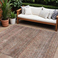 9 X 12 Coral And Black Striped Washable Indoor Outdoor Area Rug