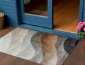3 X 5 Khaki Black And Terra Cotta Abstract Washable Indoor Outdoor Area Rug