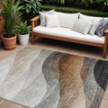 10 X 14 Khaki Black And Terra Cotta Abstract Washable Indoor Outdoor Area Rug