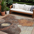 9 X 12 Coffee Copper And Beige Abstract Washable Indoor Outdoor Area Rug