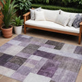8 X 10 Eggplant Black And Lavender Geometric Washable Indoor Outdoor Area Rug