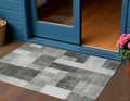 3 X 5 Pewter And Black Geometric Washable Indoor Outdoor Area Rug