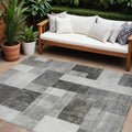 10 X 14 Pewter And Black Geometric Washable Indoor Outdoor Area Rug