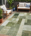 5 X 8 Sage And Fern Green Geometric Washable Indoor Outdoor Area Rug