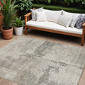 9 X 12 Linen And Gray Abstract Washable Indoor Outdoor Area Rug
