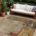 9 X 12 Khaki Charcoal And Terra Cotta Abstract Washable Indoor Outdoor Area Rug