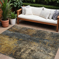 8 X 10 Gray Brown And Gold Abstract Washable Indoor Outdoor Area Rug