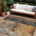 10 X 14 Copper And Black Abstract Washable Indoor Outdoor Area Rug