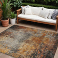 9 X 12 Copper Terra Cotta And Black Abstract Washable Indoor Outdoor Area Rug