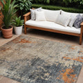 8 X 10 Khaki Gray And Copper Abstract Washable Indoor Outdoor Area Rug