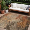 9 X 12 Khaki Brown And Copper Abstract Washable Indoor Outdoor Area Rug