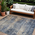 8 X 10 Denim Blue And Tan Abstract Washable Indoor Outdoor Area Rug