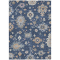3 X 5 Navy Blue Beige And Gray Floral Washable Indoor Outdoor Area Rug